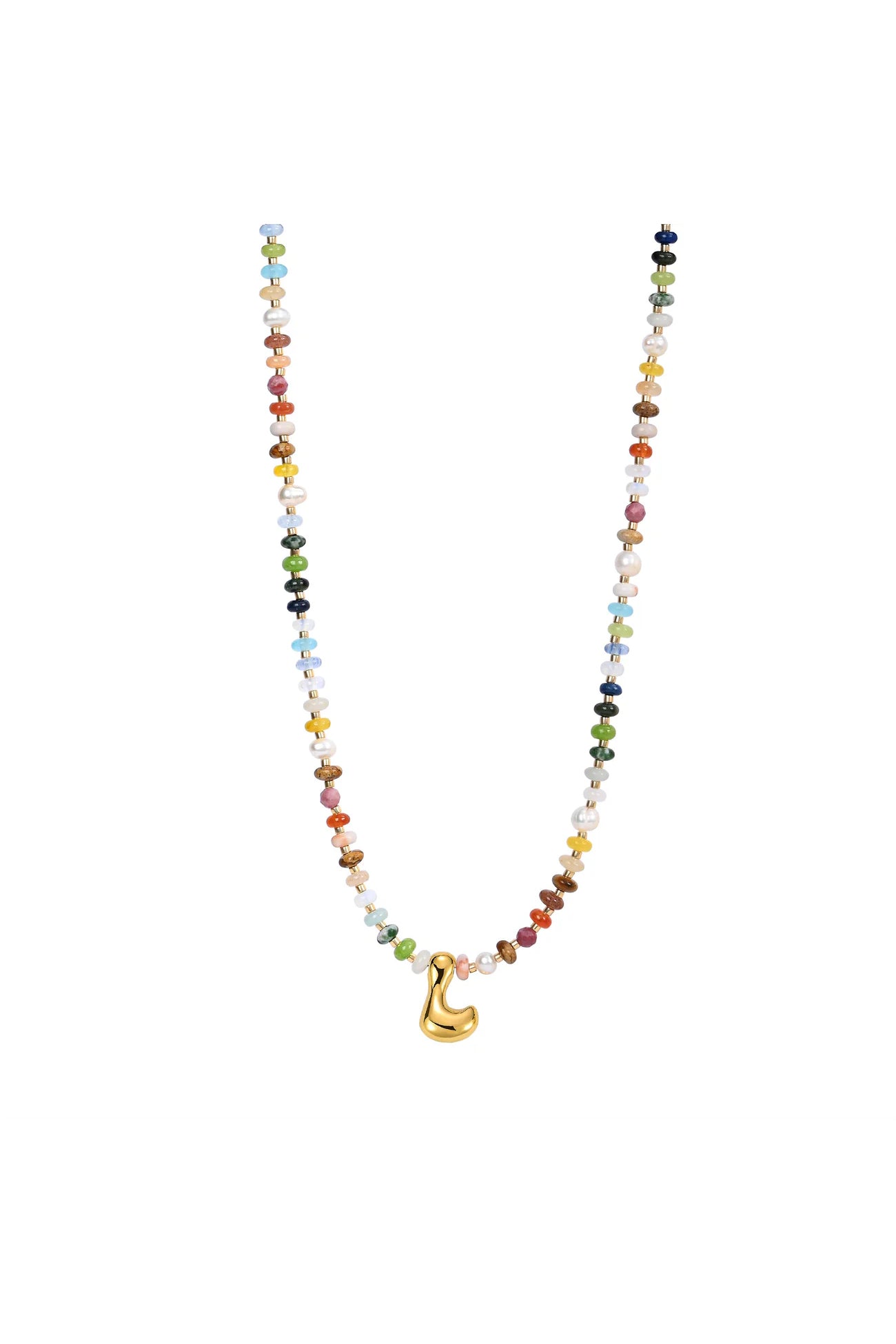 Multicolor Bubble Letter Necklace