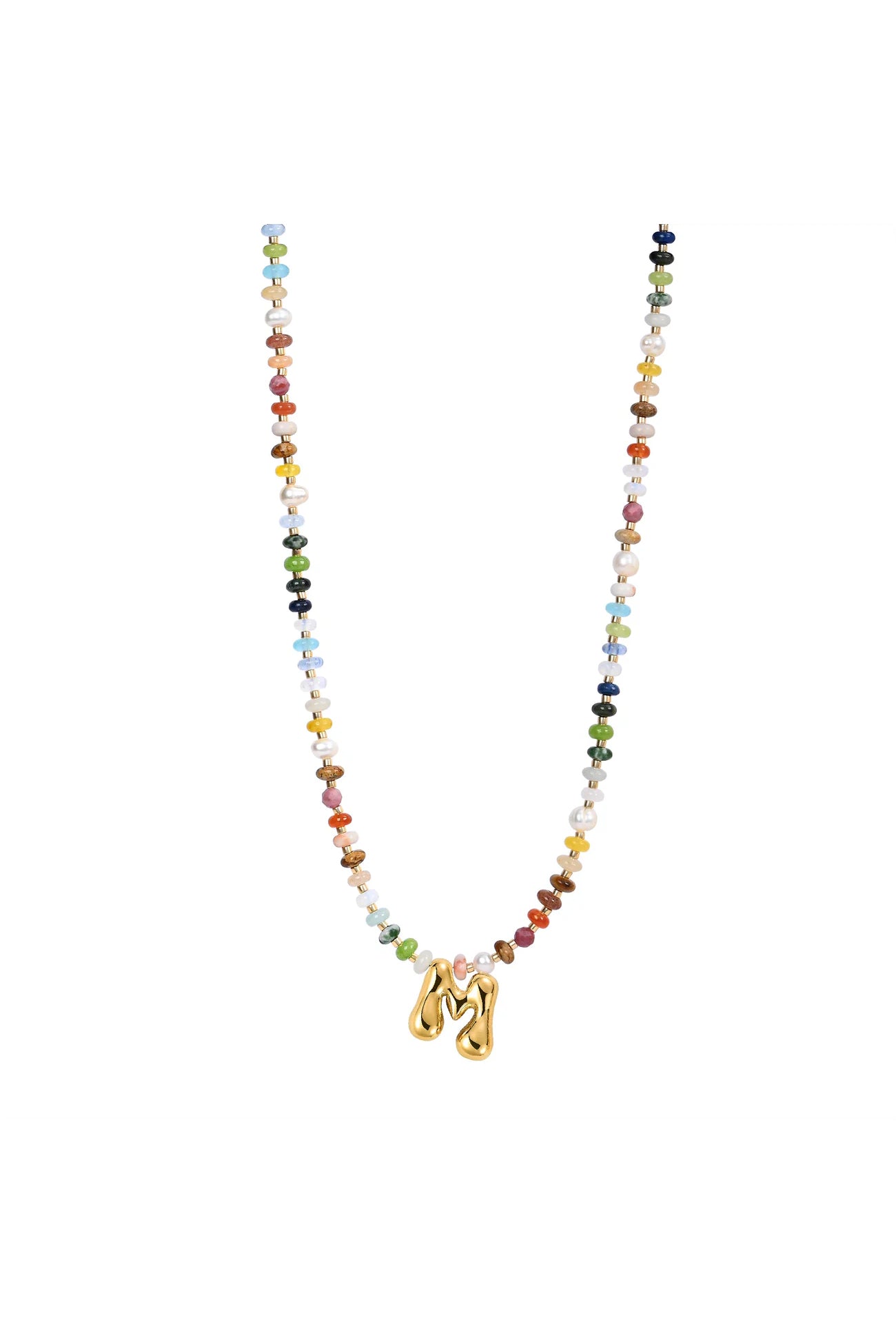 Multicolor Bubble Letter Necklace