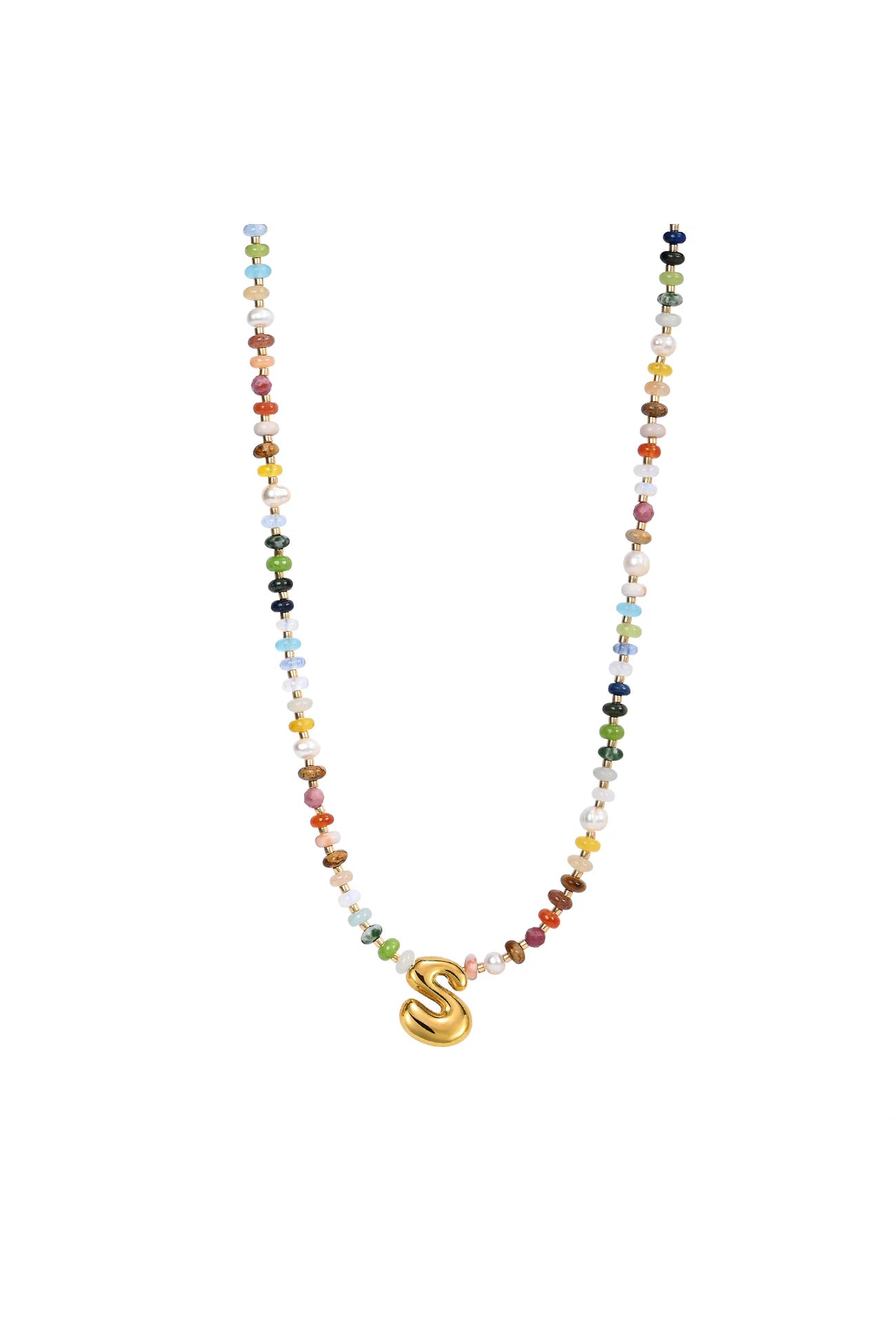 Multicolor Bubble Letter Necklace