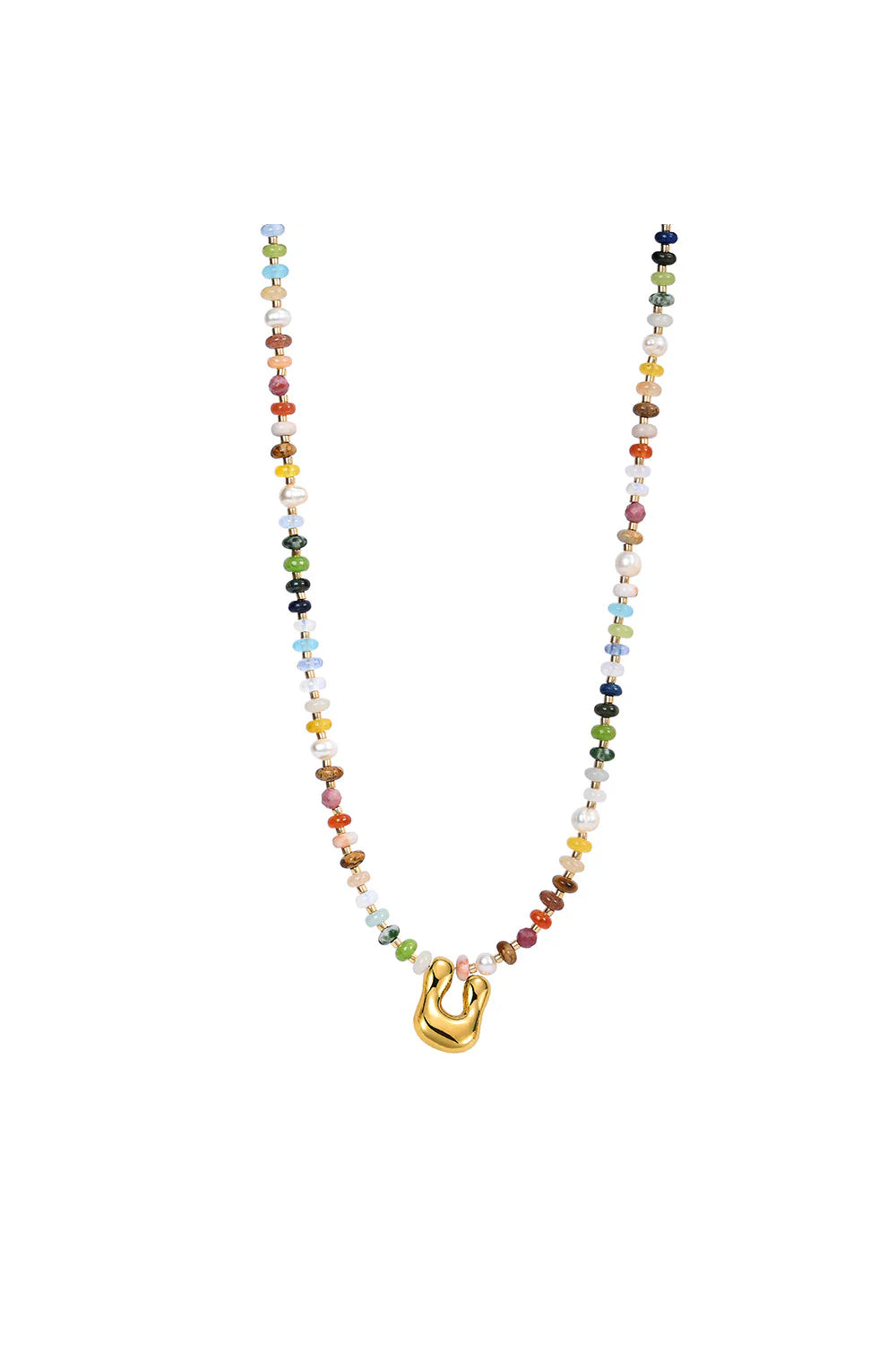 Multicolor Bubble Letter Necklace