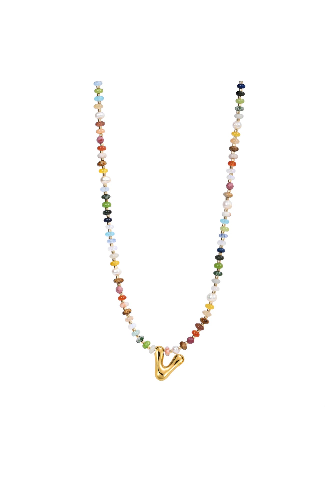 Multicolor Bubble Letter Necklace