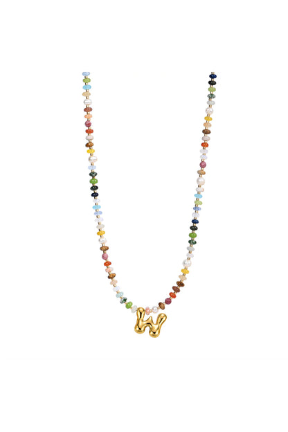Multicolor Bubble Letter Necklace