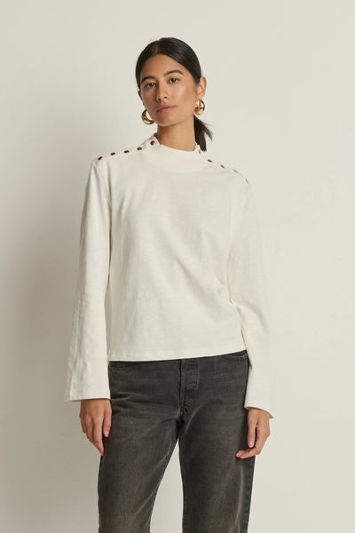 Neda Bell Sleeve Mock Neck Top