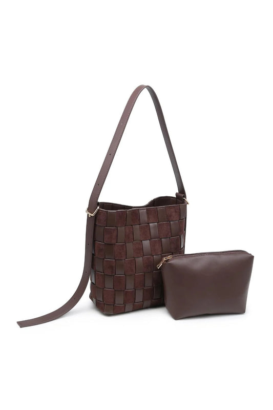 Naomi Woven Bucket Bag Chocolate