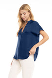 Navy Drop Shoulder Blouse