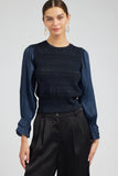 Navy Metallic Contrast Sweater Top