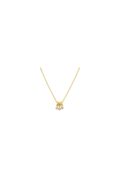 Necklace With CZ And Gold Ring Charms