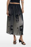 Newspaper Texture Midi Skirt