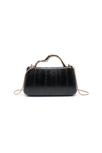 Nichelle Sculptural Handle Clutch Black
