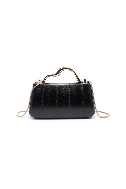 Nichelle Sculptural Handle Clutch Black
