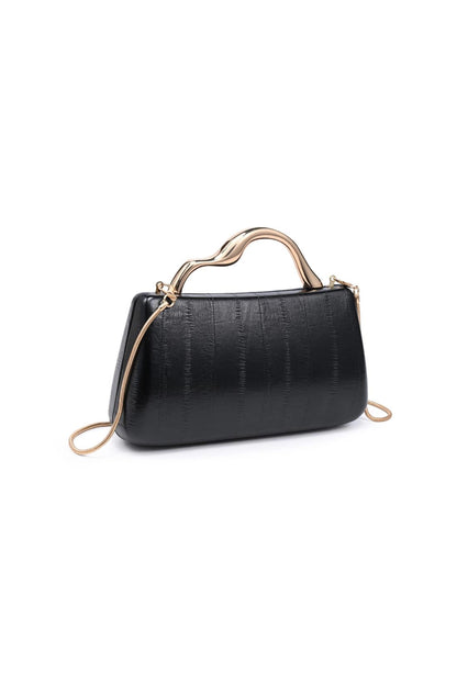 Nichelle Sculptural Handle Clutch Black