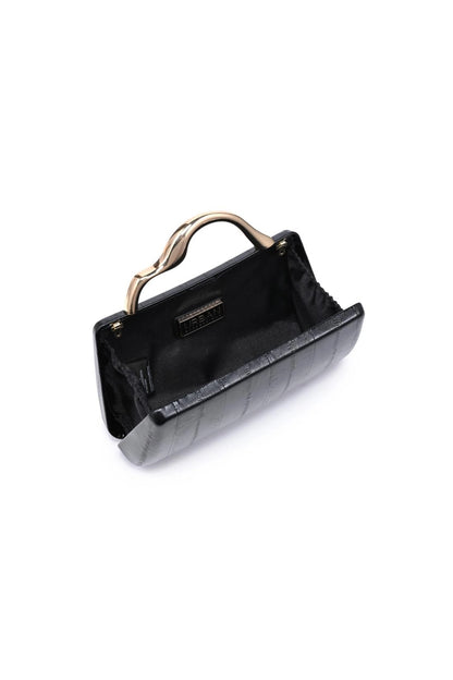 Nichelle Sculptural Handle Clutch Black