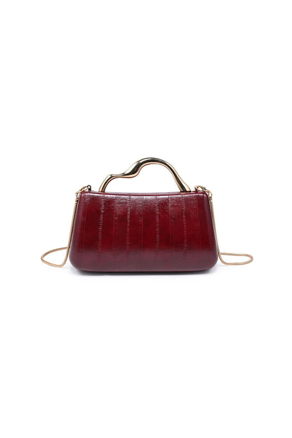 Nichelle Sculptural Handle Clutch Burgundy