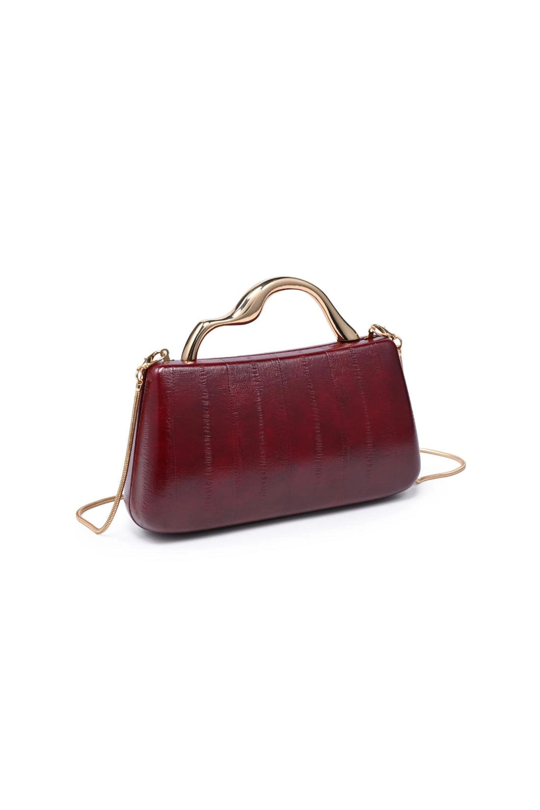 Nichelle Sculptural Handle Clutch Burgundy