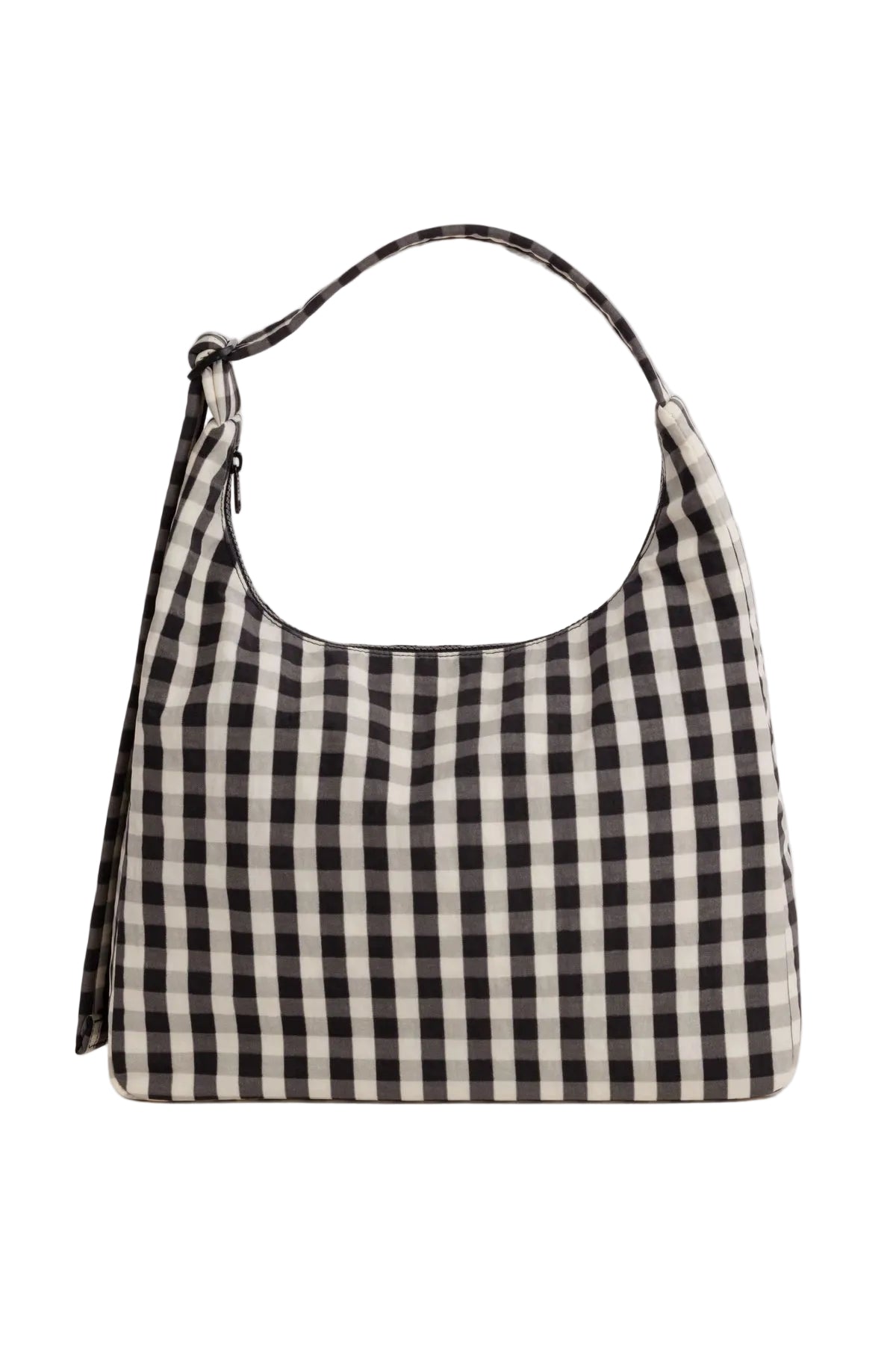 Nylon Shoulder Bag Black And Cream Gingham
