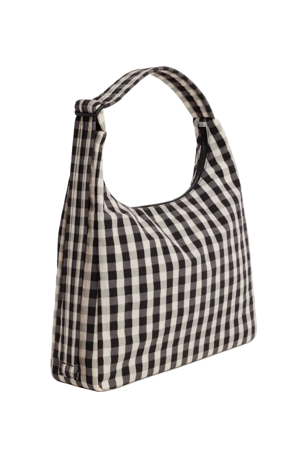 Nylon Shoulder Bag Black And Cream Gingham