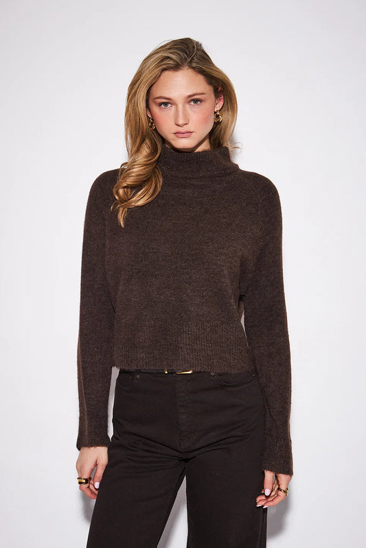 Oliver Mock Neck Cropped Sweater Chocolate