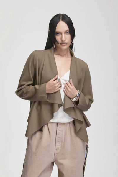 Odeon Knit Drape Jacket Taupe