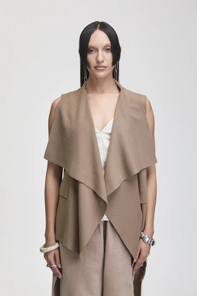 Odeon Knit Drape Vest Taupe