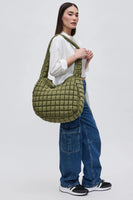 Olive Revive Quilted Nylon Hobo