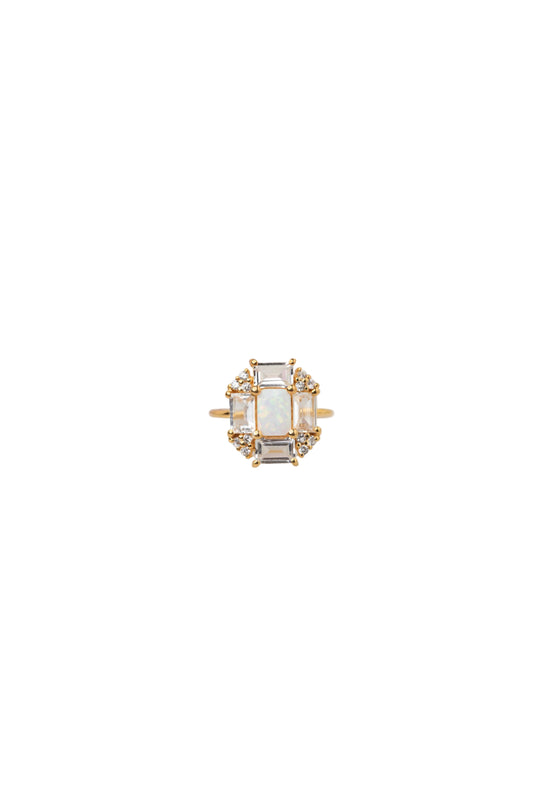 Opal & Topaz Baguette Fire Ring