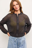 Open Crochet Zip Jacket