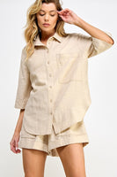 Oversized 3/4 Sleeve Button Down