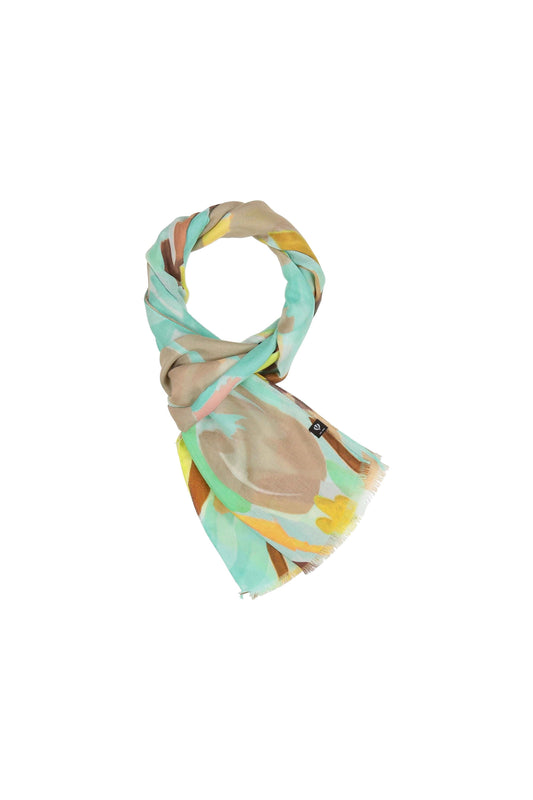 Painted Floral Viscose Scarf Mint
