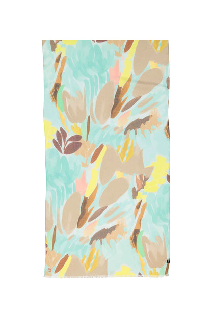 Painted Floral Viscose Scarf Mint