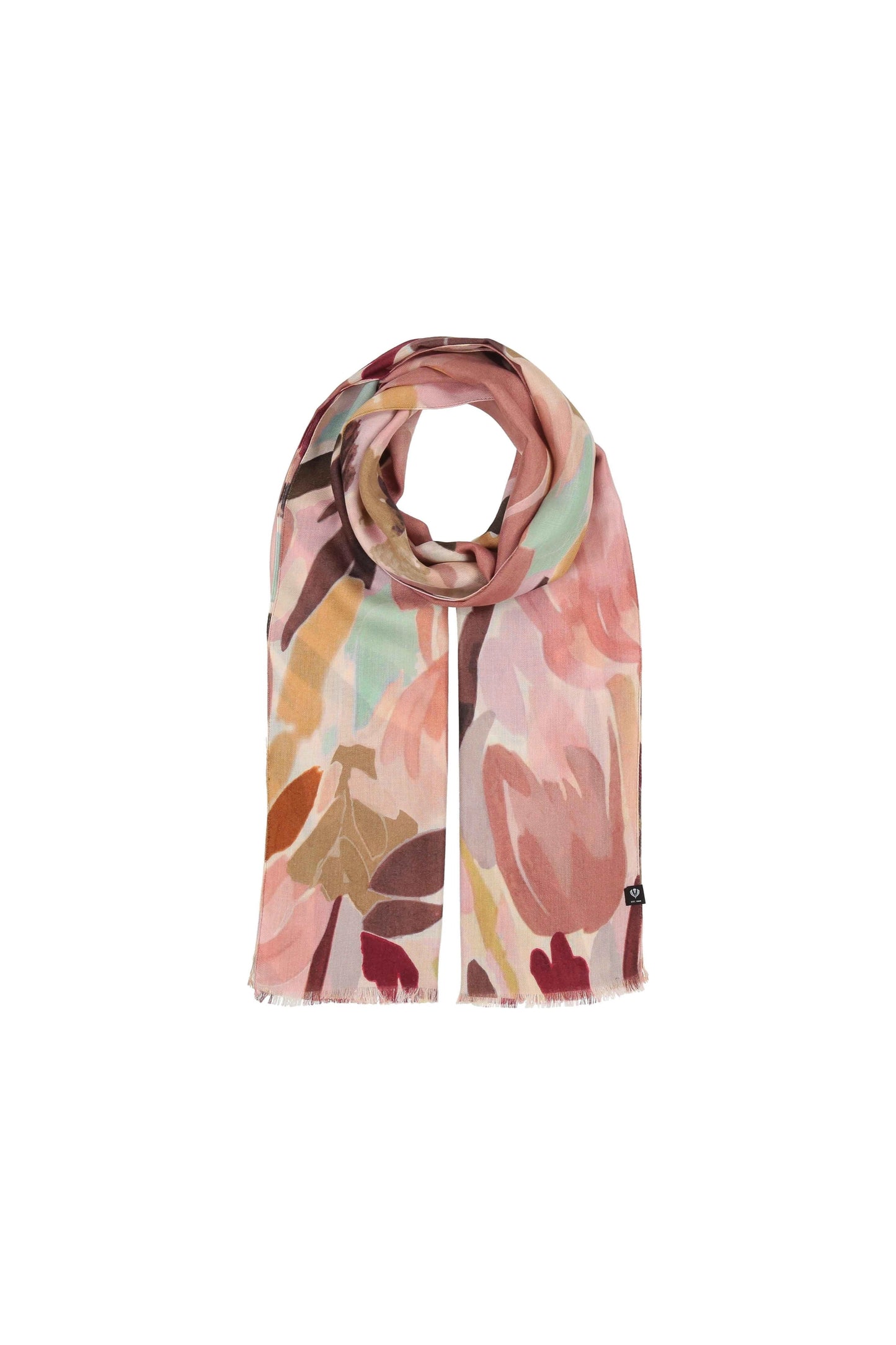 Painted Floral Viscose Scarf Pink