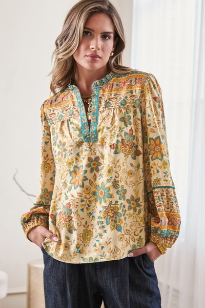 Paisley Floral Boarder Print Blouse