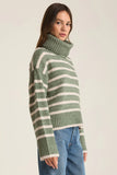 Palm Green Josephine Stripe Turtleneck Sweater