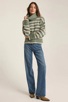 Palm Green Josephine Stripe Turtleneck Sweater