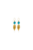 Palm Leaves and Turquoise Earrings