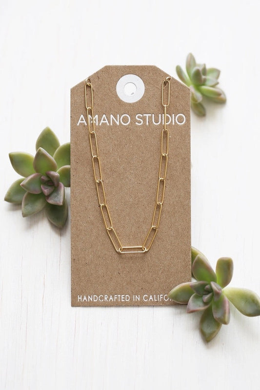 Paperclip Chain 20" Necklace Gold