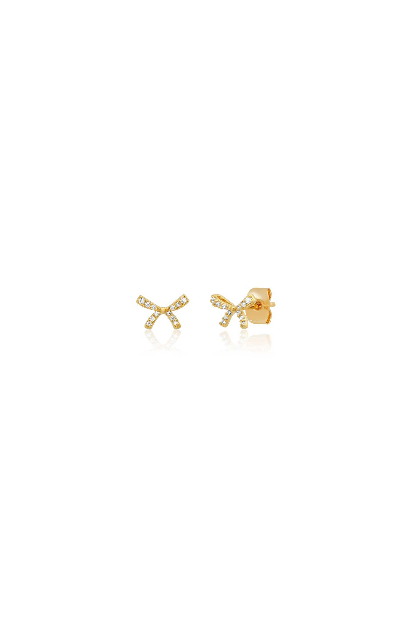 Pavé Cz Gold Bow Earrings
