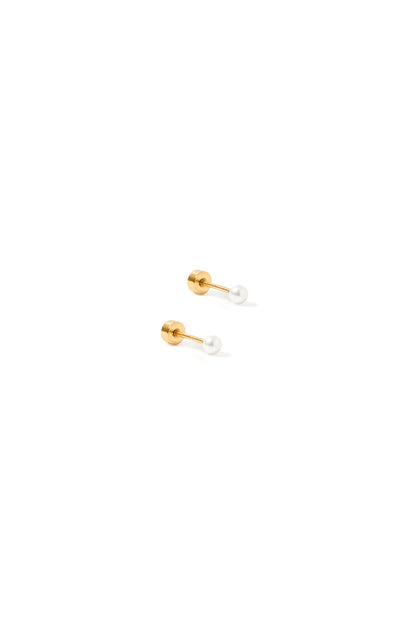 Payton Pearl Screwback Studs White