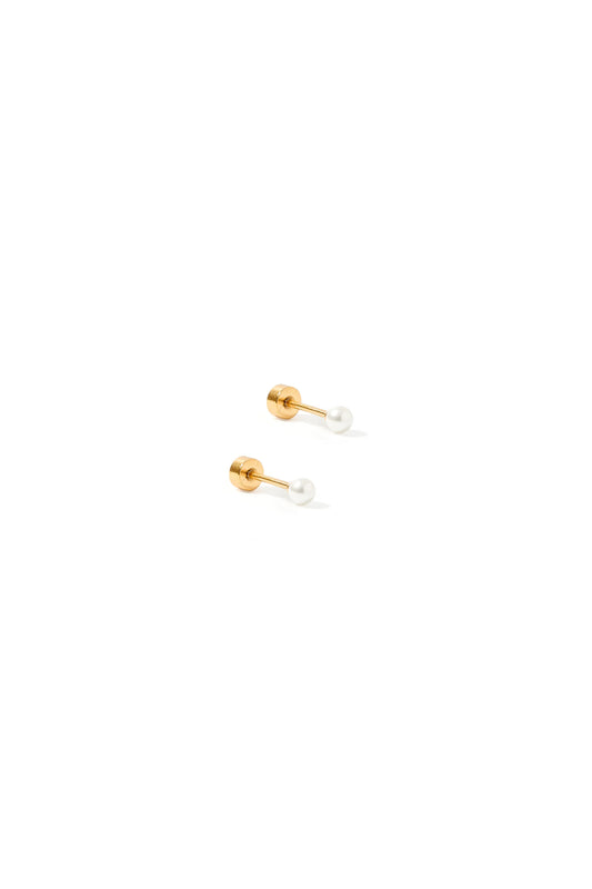Payton Pearl Screwback Studs White