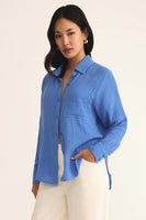 Perfect Airy Gauze Button Up Bay Blue