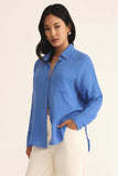 Perfect Airy Gauze Button Up Bay Blue
