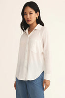 Perfect Airy Gauze Button Up White