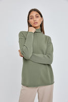Pine Seamed Mock Neck Sweater