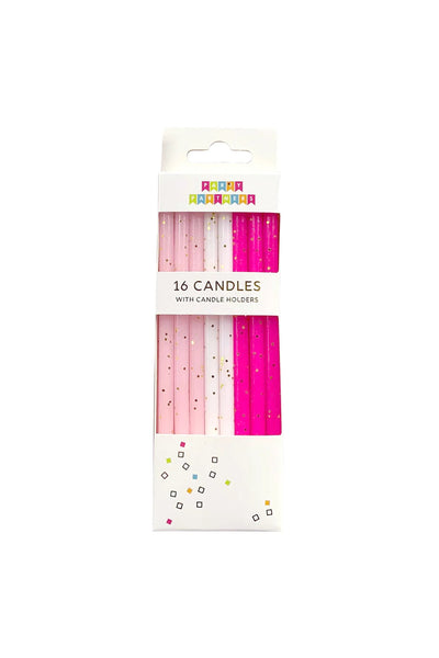 Pink Tones Gold Glitter Candle Set
