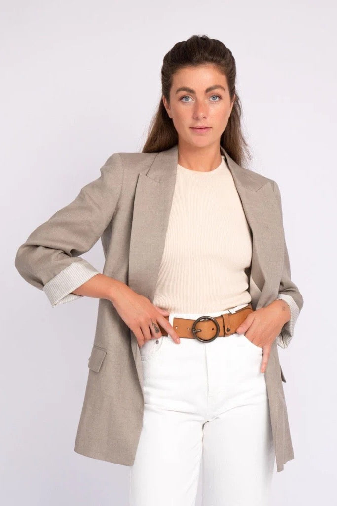 Pip Round Buckle Belt Cognac