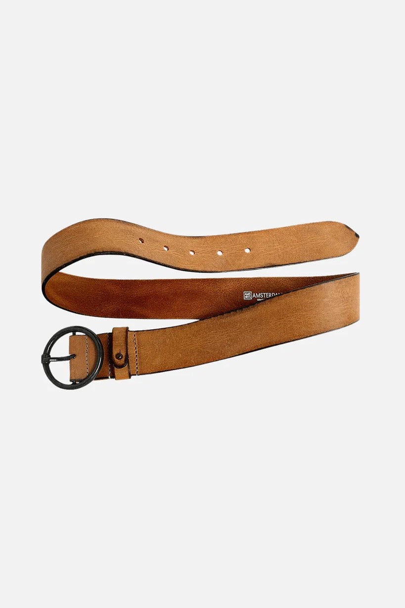 Pip Round Buckle Belt Cognac