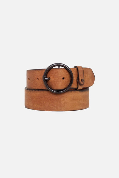 Pip Round Buckle Leather Belt