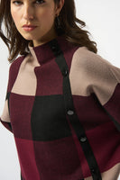 Plaid Funnel Neck Swing Sweater