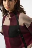 Plaid Funnel Neck Swing Sweater