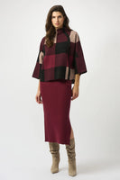 Plaid Funnel Neck Swing Sweater