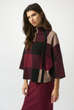 Plaid Funnel Neck Swing Sweater